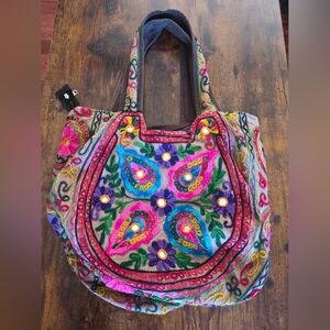 Colorful Embroidered Women's Bag Tribe Azure Fair Trade